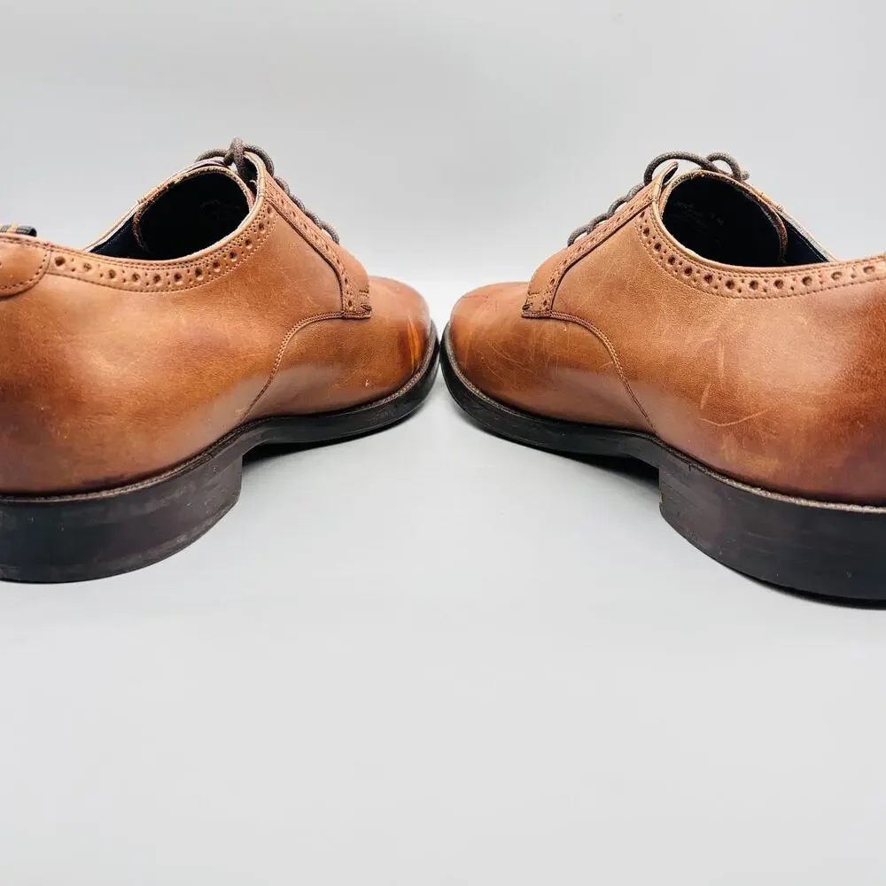 Cole Haan Shoes Mens 12 Brown Leather Grand OS Plain Toe Oxford Lace Up Dress